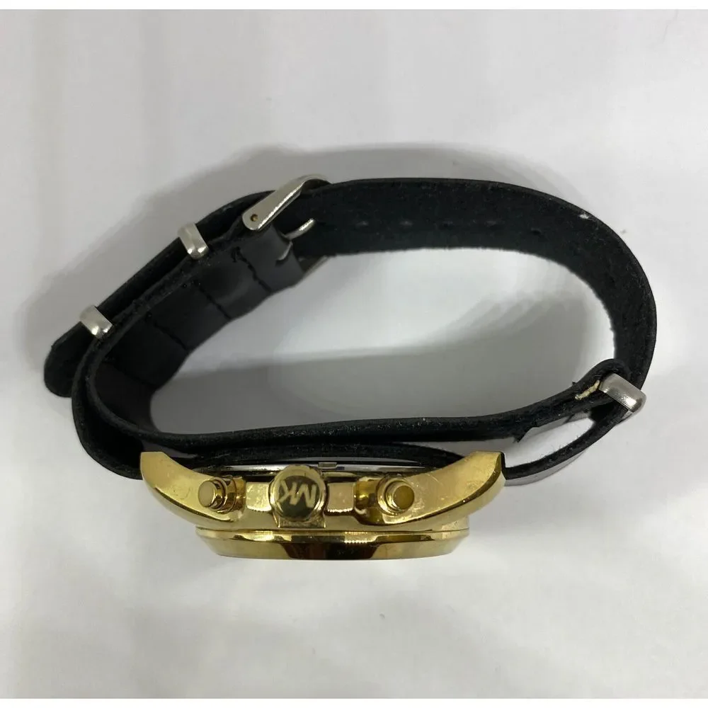 Michael Kors MK5743 Women's Black Leather Analog Silver Dial Quartz Watch XX393